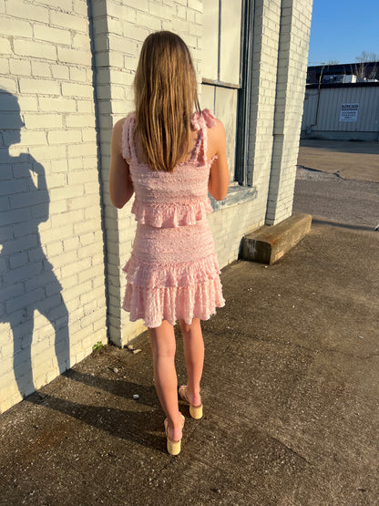 Pink Ruffle Mini Dress