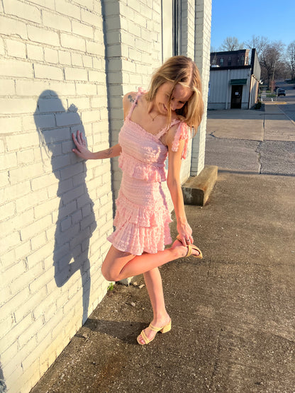 Pink Ruffle Mini Dress