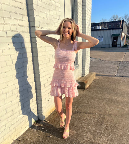 Pink Ruffle Mini Dress